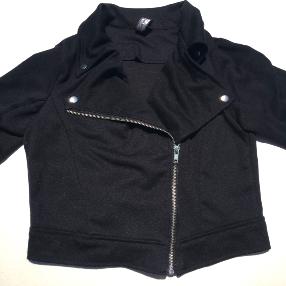 Poof Girl Motorcycle Crop Jacket Top Size M 10/12